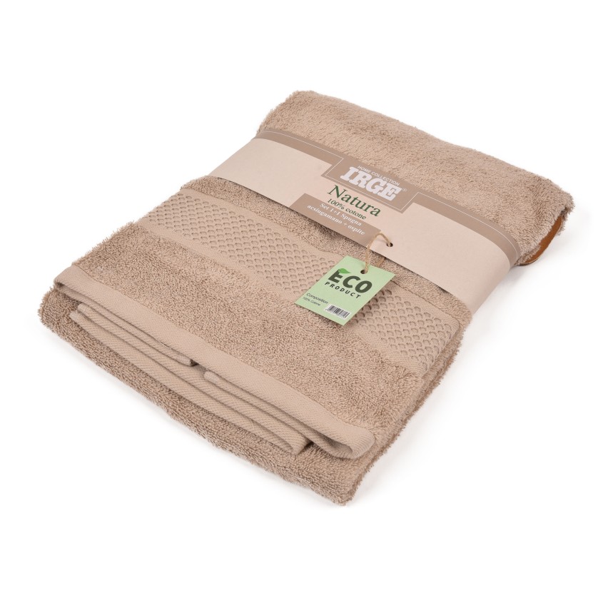 Asciugamani set viso + ospite spugna Irge Natura 