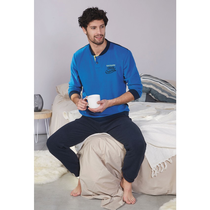 Serafino Uomo Manica Corta Pigiama Uomo Navigare Pezzi Cotone