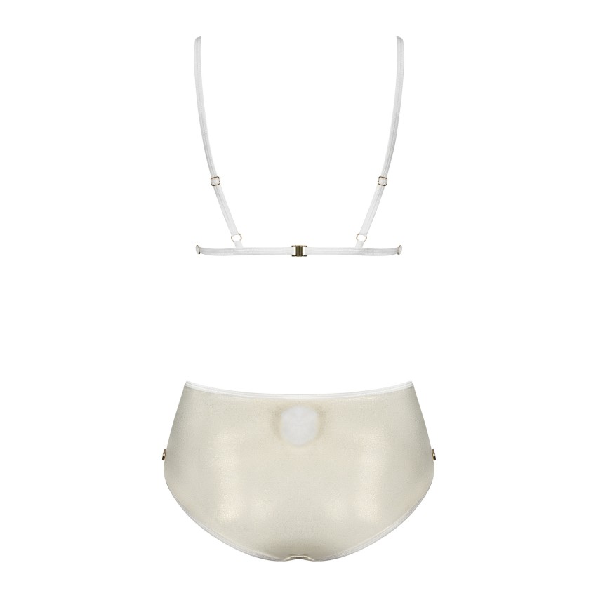 Costume sexy reggiseno + slip + fascia + girocollo Obsessive Neo Goldes 