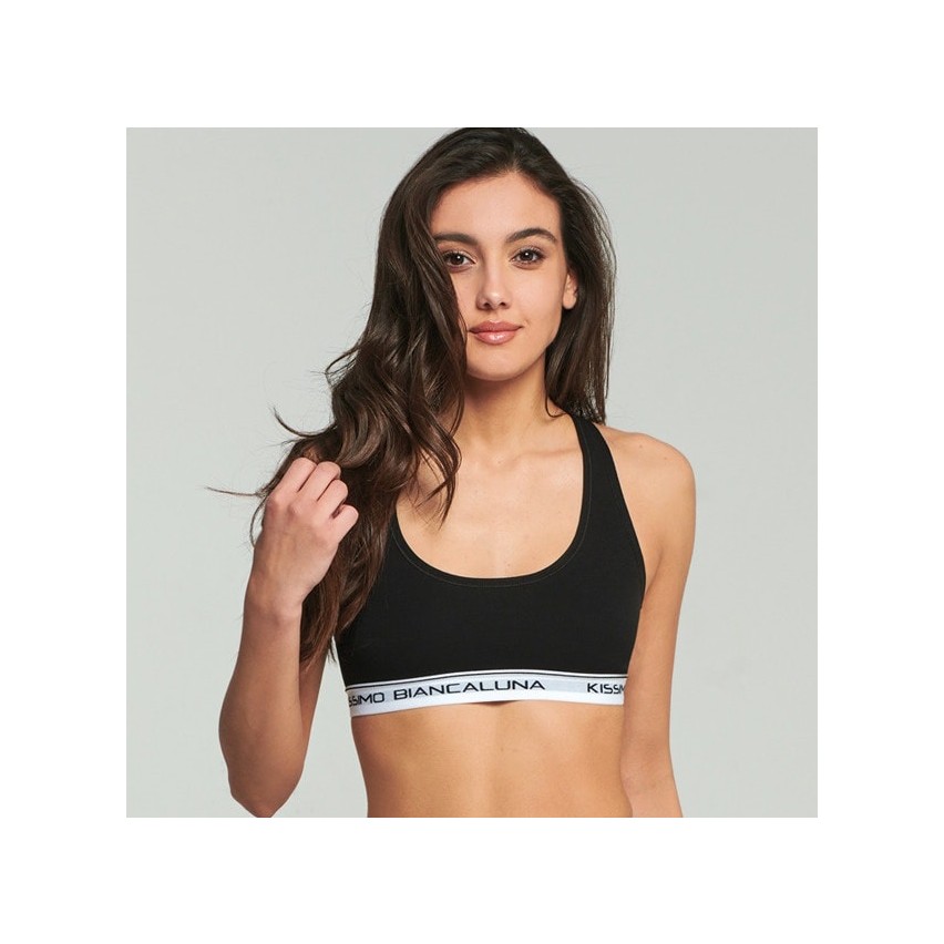 Top donna vogatore sportivo Biancaluna in cotone elasticizzato 