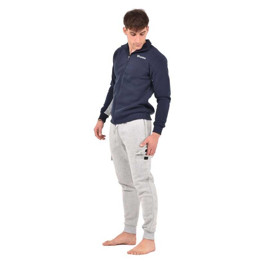 Tuta uomo felpata con zip pantalone cargo Superga SMW23152