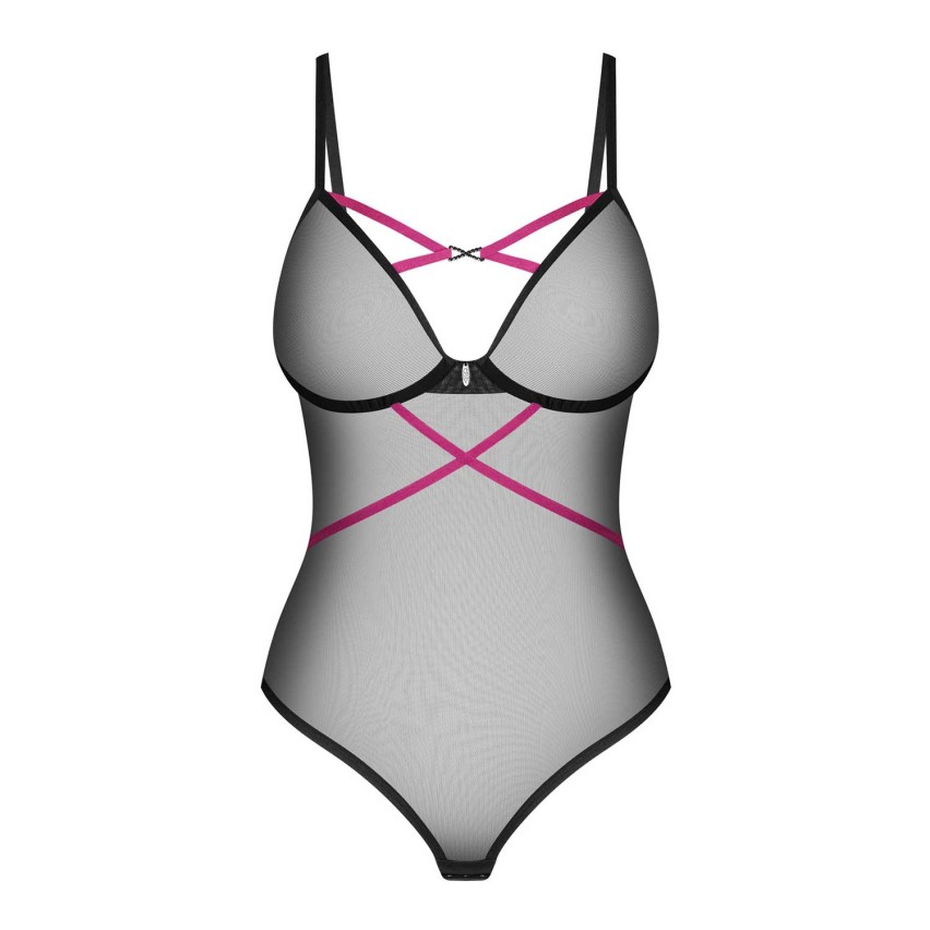 Teddy trasparente con ferretto, lacci e dettagli luminosi Obsessive Novenes