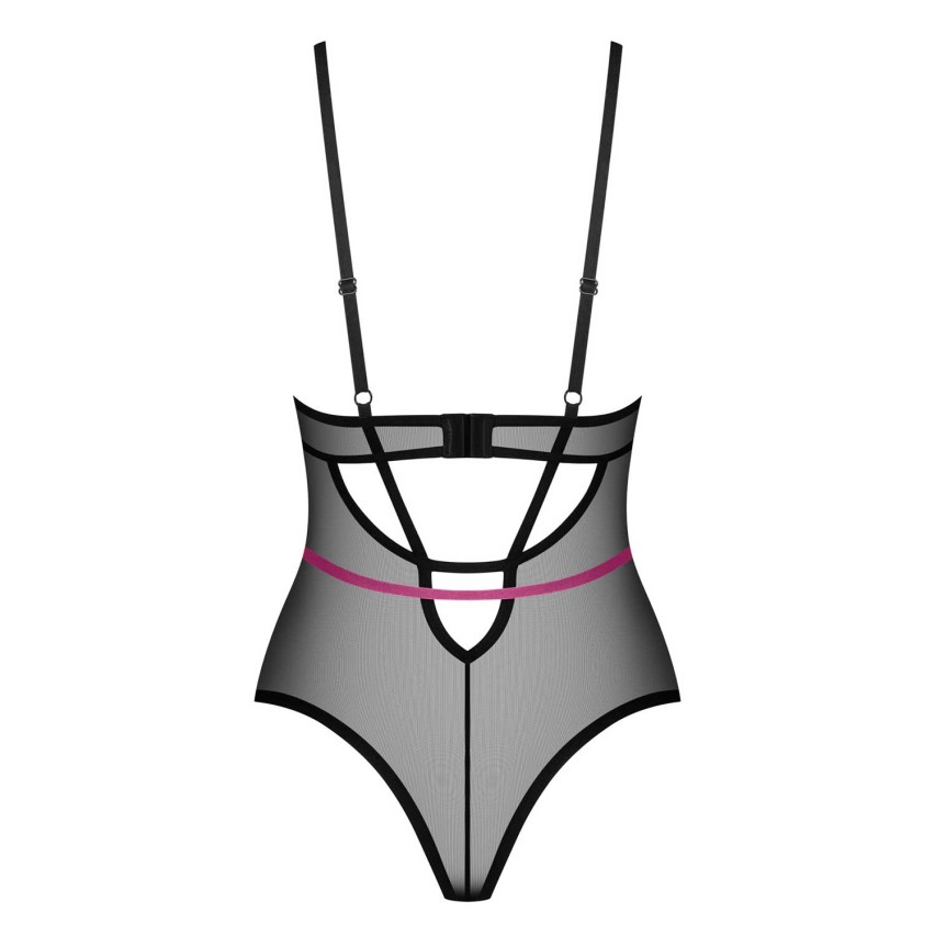 Teddy trasparente con ferretto, lacci e dettagli luminosi Obsessive Novenes