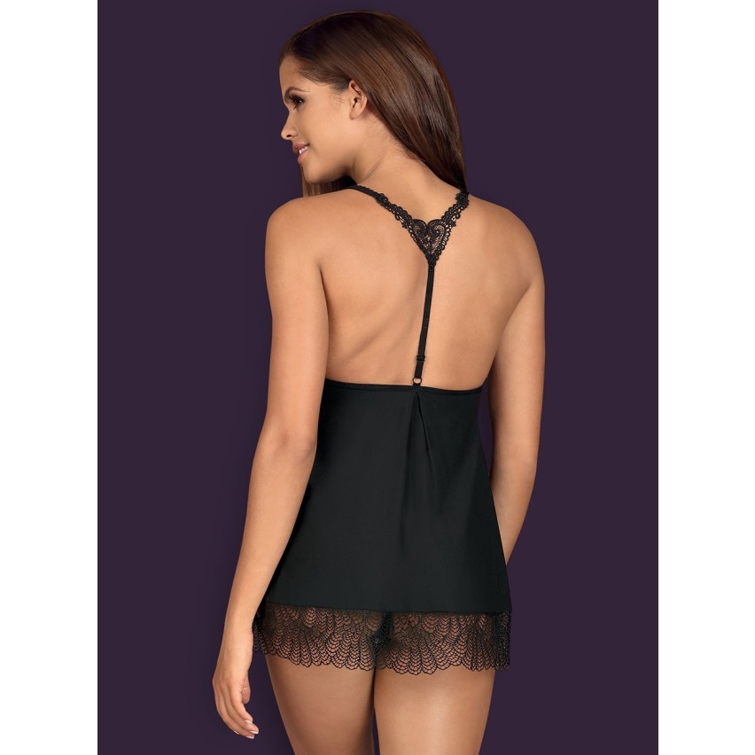 Sexy babydoll + perizoma Obsessive Chiccanta pizzo nero 2 pz.