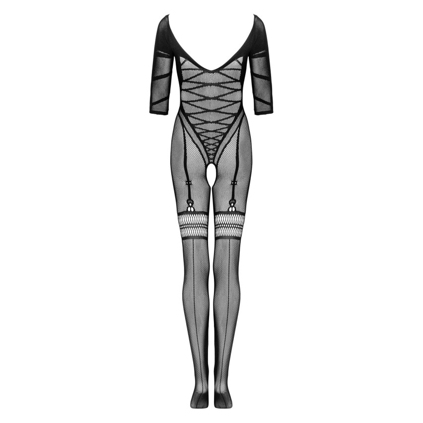 Bodystocking effetto corsetto reggicalze cavallo aperto Obsessive G329