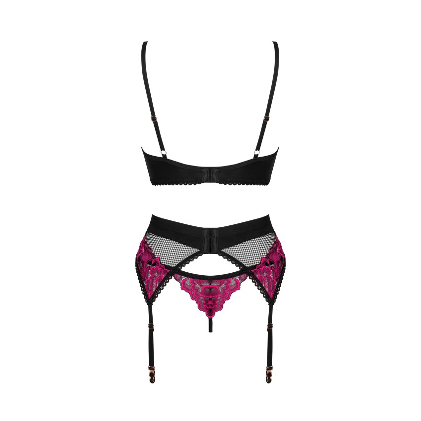 Sexy set reggiseno + perizoma + reggicalze Obsessive Rosenty