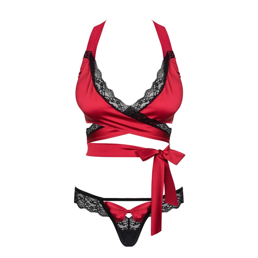 Set Obsessive Sensuelia 2 pezzi rosso raso e pizzo