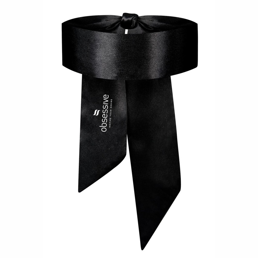 Benda lucida nera Obsessive Blindfold black tessuto setoso