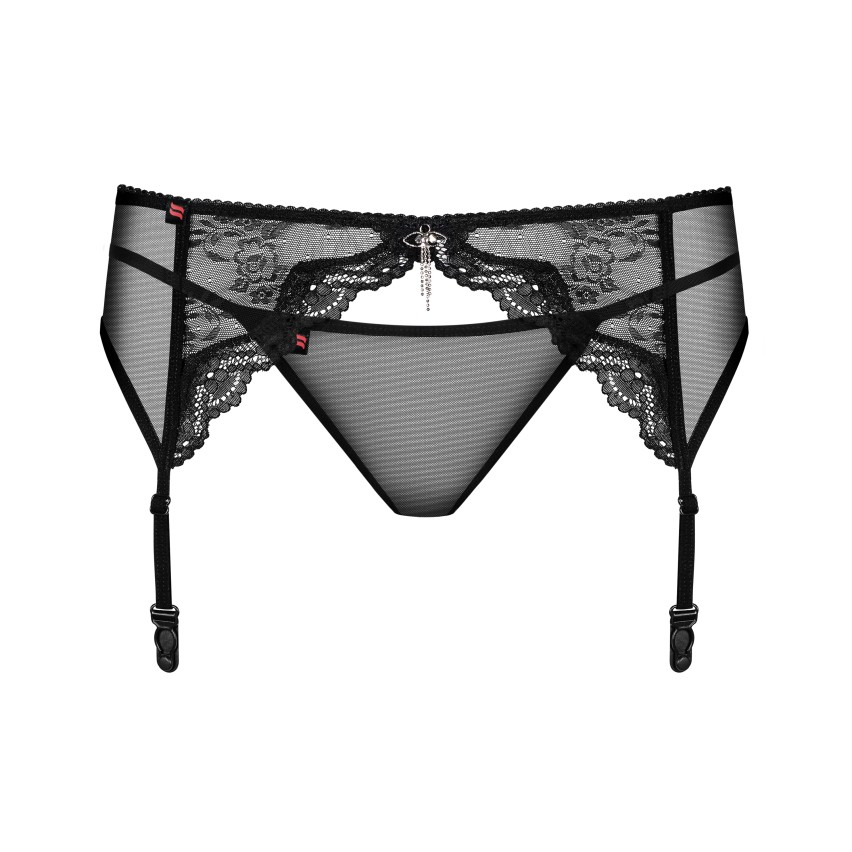 Obsessive reggicalze pizzo con gioiello + perizoma Charms 2 pz