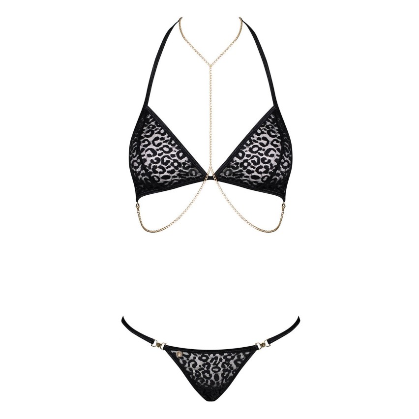 Sexy set reggiseno + perizoma Obsessive Pantheria 2 pcs catene