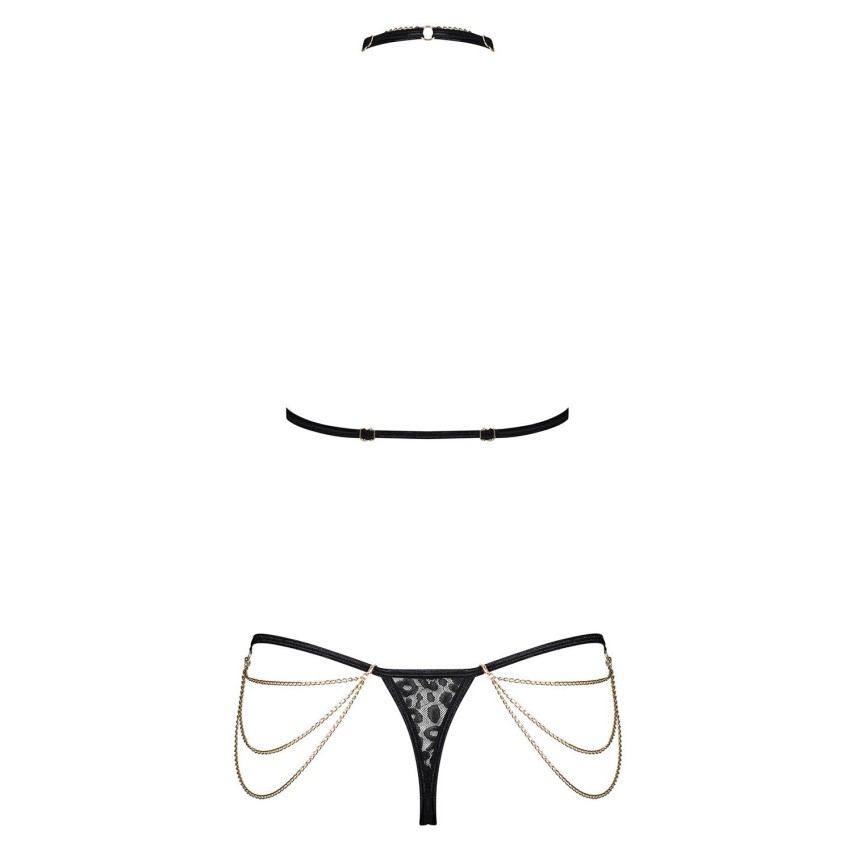 Sexy set reggiseno + perizoma Obsessive Pantheria 2 pcs catene