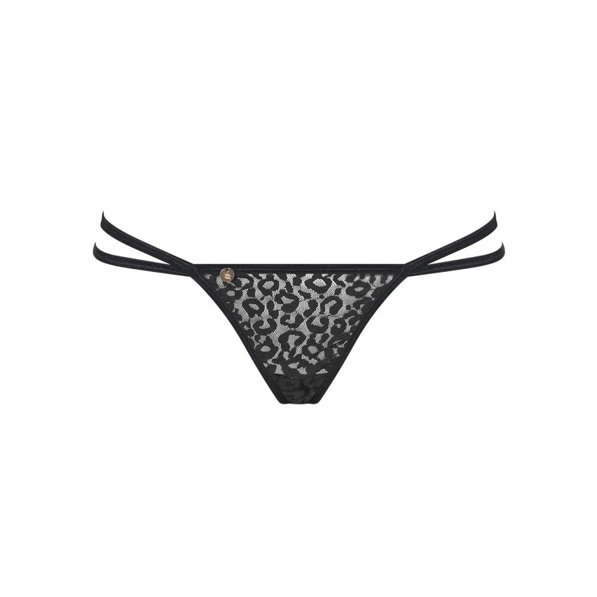 Sexy perizoma Obsessive Pantheria thong nero leopardato catene 