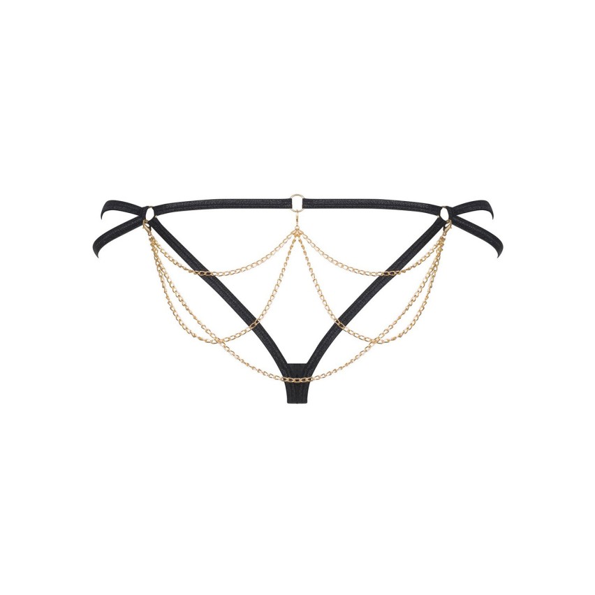 Sexy perizoma Obsessive Pantheria thong nero leopardato catene 