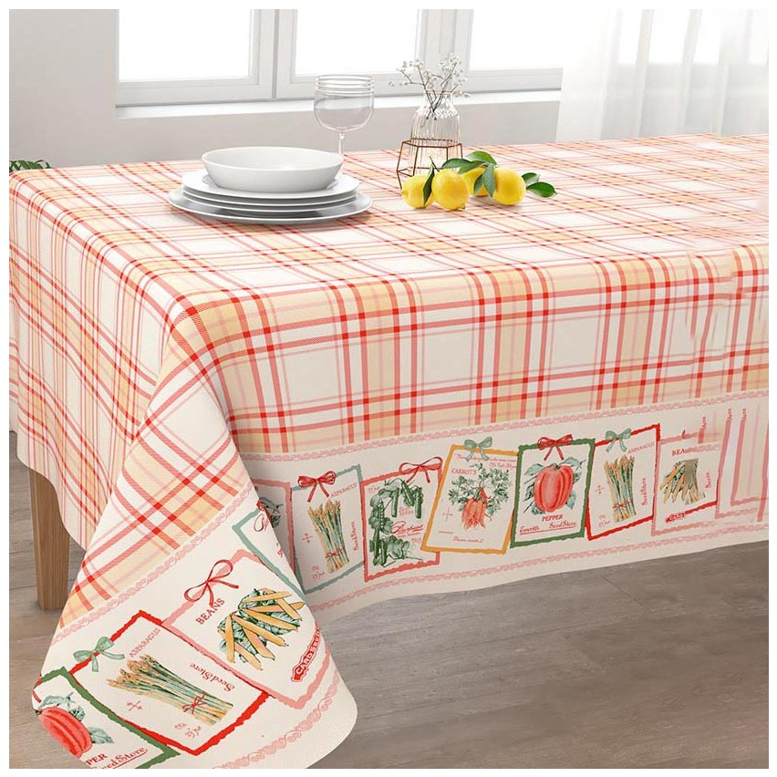 Russo Tessuti Tovaglia In Cotone 100% Con Bordo Decorato - 6 Posti (140x180 Cm) - Per Cucina E Sala Da Pranzo
