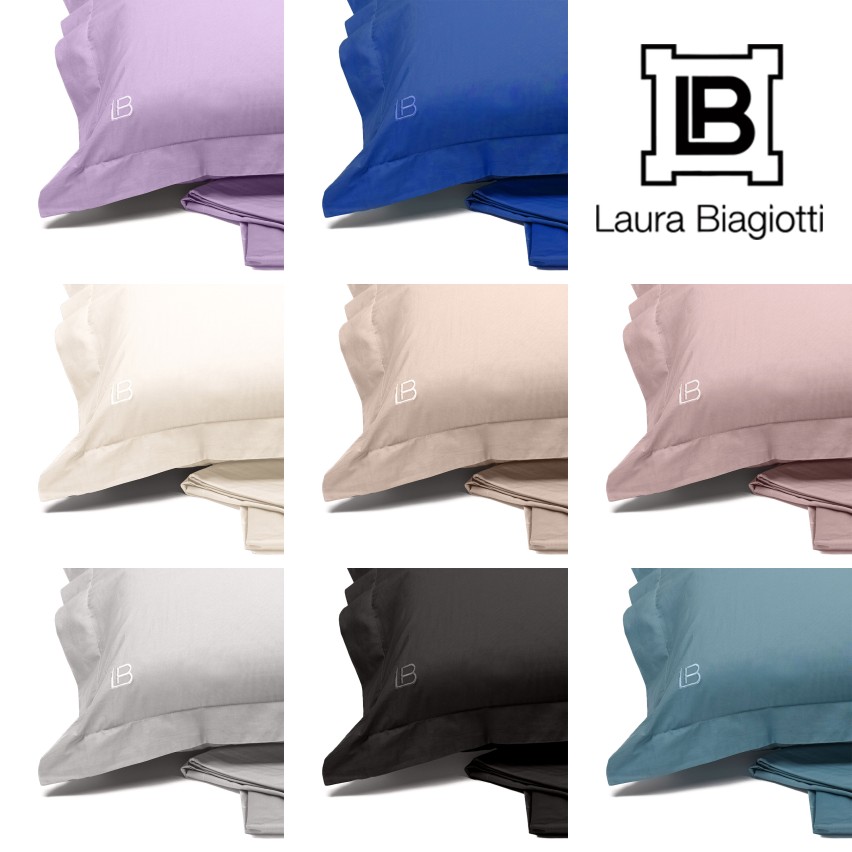 Completo letto Laura Biagiotti 100 % Percalle di Cotone Matrimoniale 3 Volani