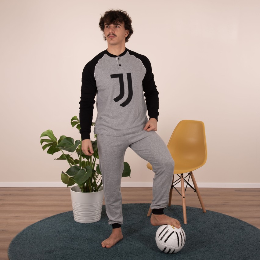 Pigiama uomo Juventus serafino caldo cotone B2JU14116 grigio