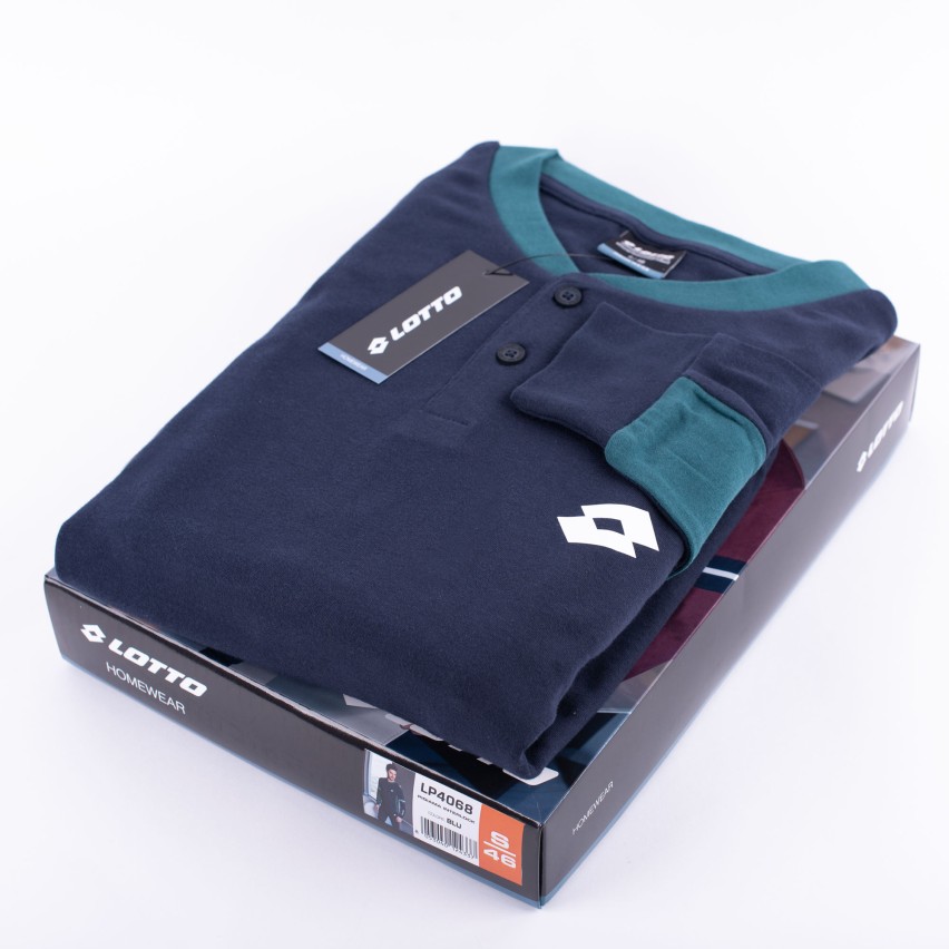 Götzburg Pigiama Lungo Uomo In Cotone Jersey Blu Scuro - Maniche Lunghe Con Scollo A V, Taglia 56