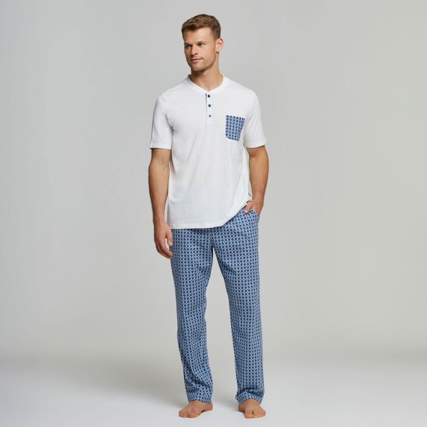 Pantalone Lungo Pigiama In Puro Cotone Uomo