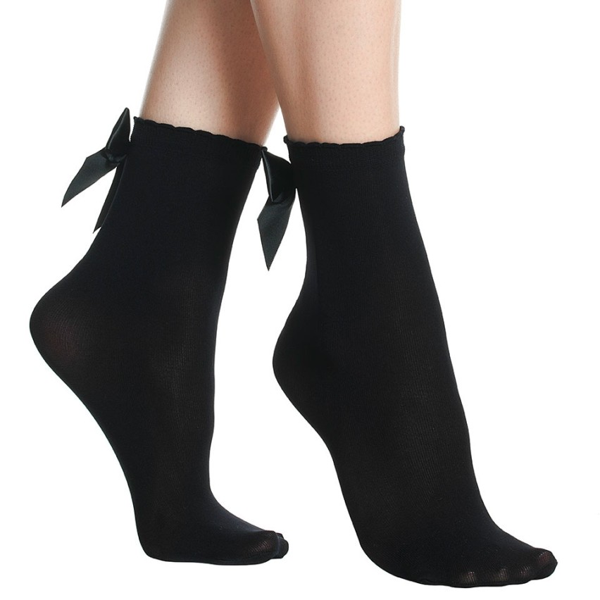 Calzino moda da donna Pompea Chic in microfibra con fiocco 