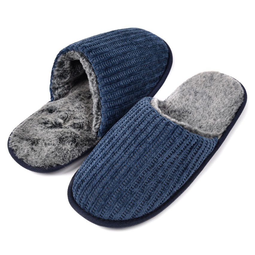 Pantofole uomo invernali antiscivolo calde ciniglia Preziosa 0022 blu