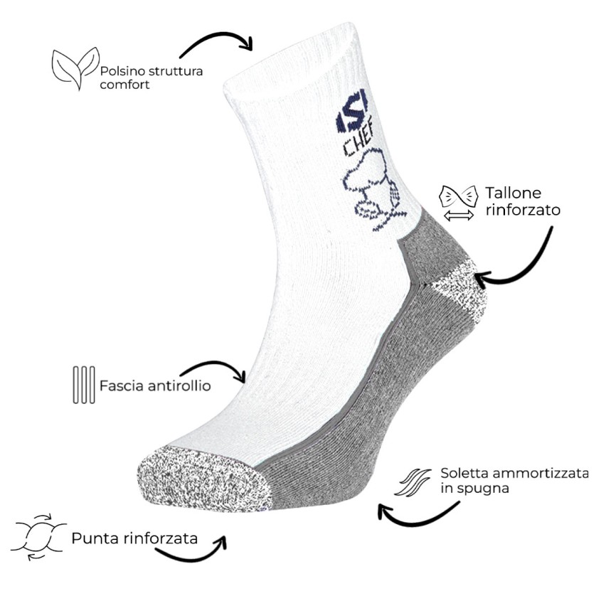 Calze corte da lavoro Chef rinforzate JOB 12 Prisco 3 paia