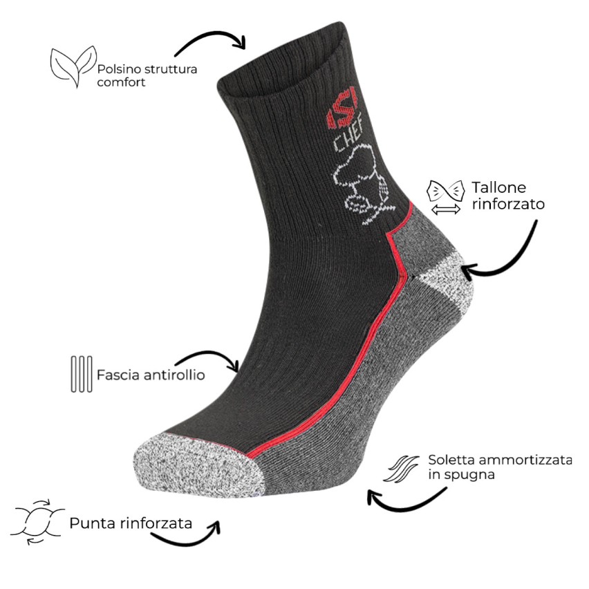 Calze corte da lavoro Chef rinforzate JOB 12 Prisco 3 paia