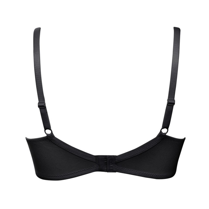 Reggiseno sostenitivo in cotone senza ferretto con coppa C-F, nero | Ulla Popken