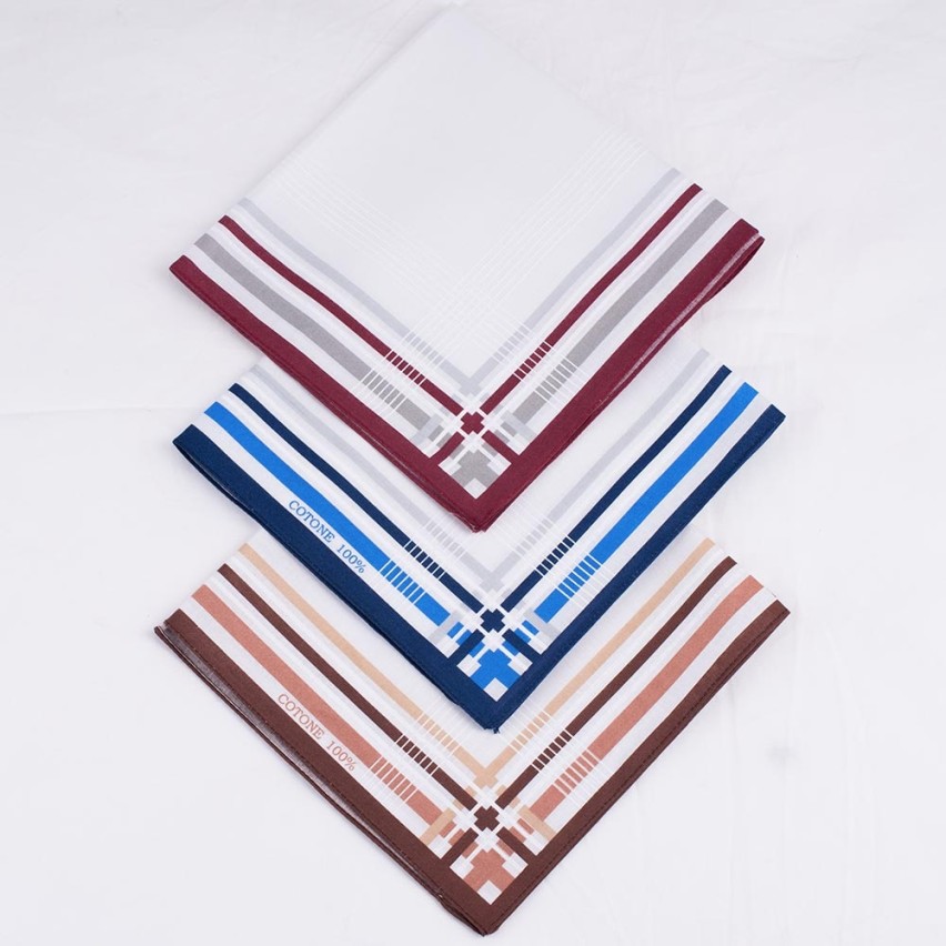 Set di 12 fazzoletti da naso a fantasia rigata 100% cotone