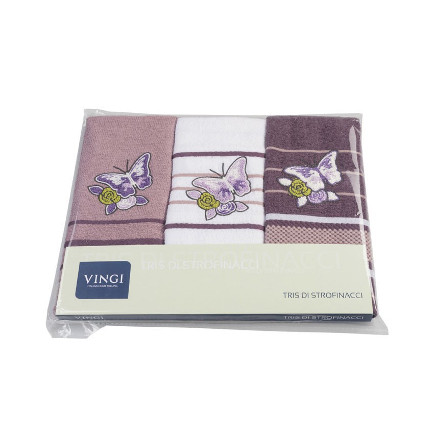 Vingi Set 3 Strofinacci Herbarium in Spugna (Panna,Giallo ocra e