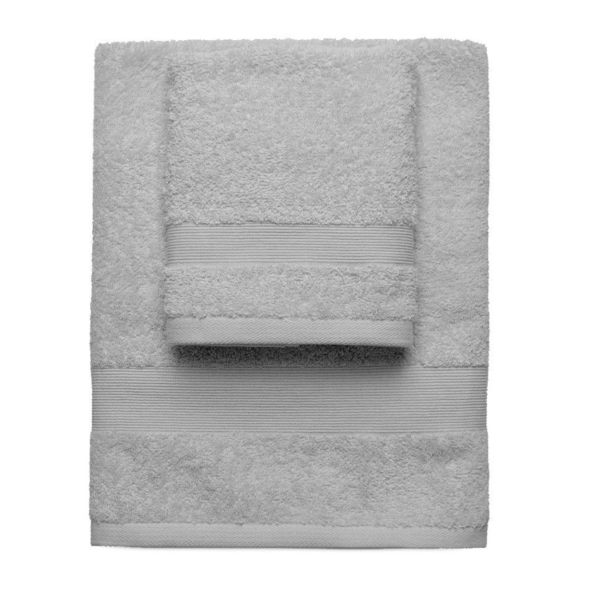 Set asciugamani Pompea viso + ospite spugna cotone grigio