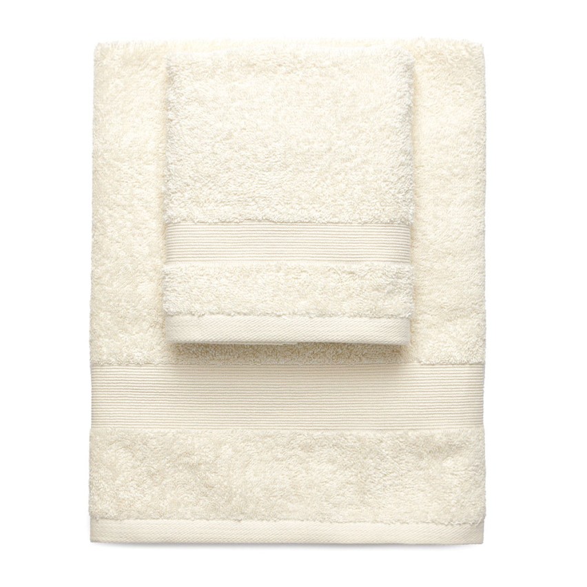 Set asciugamani Pompea viso + ospite spugna cotone panna