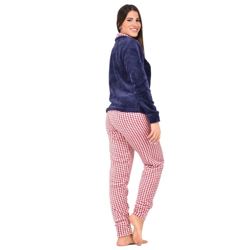 Pigiama Intero Donna In Pile Teddy - Pigiamone Morbido Con Cappuccio E Orecchie Taglie S-XL - Foto 14