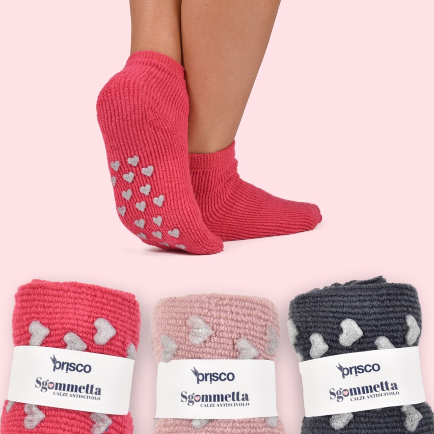 Calza corta antiscivolo Prisco Sgommetta pastello 3 pezzi