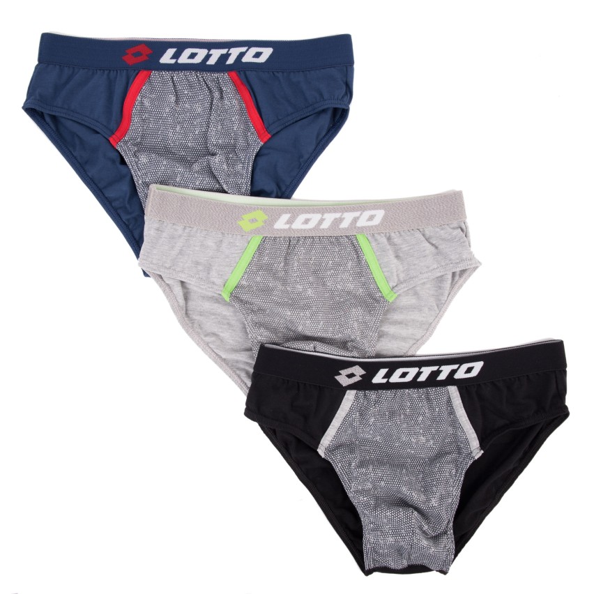 Slip moda sportivo da uomo Lotto ls1210 in cotone elasticizzato 3 pezzi 