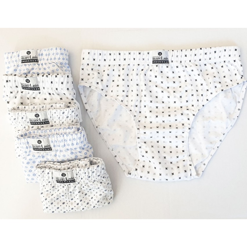 Slip uomo Marc Luis 453 bianco a fantasia cotone 6 pezzi