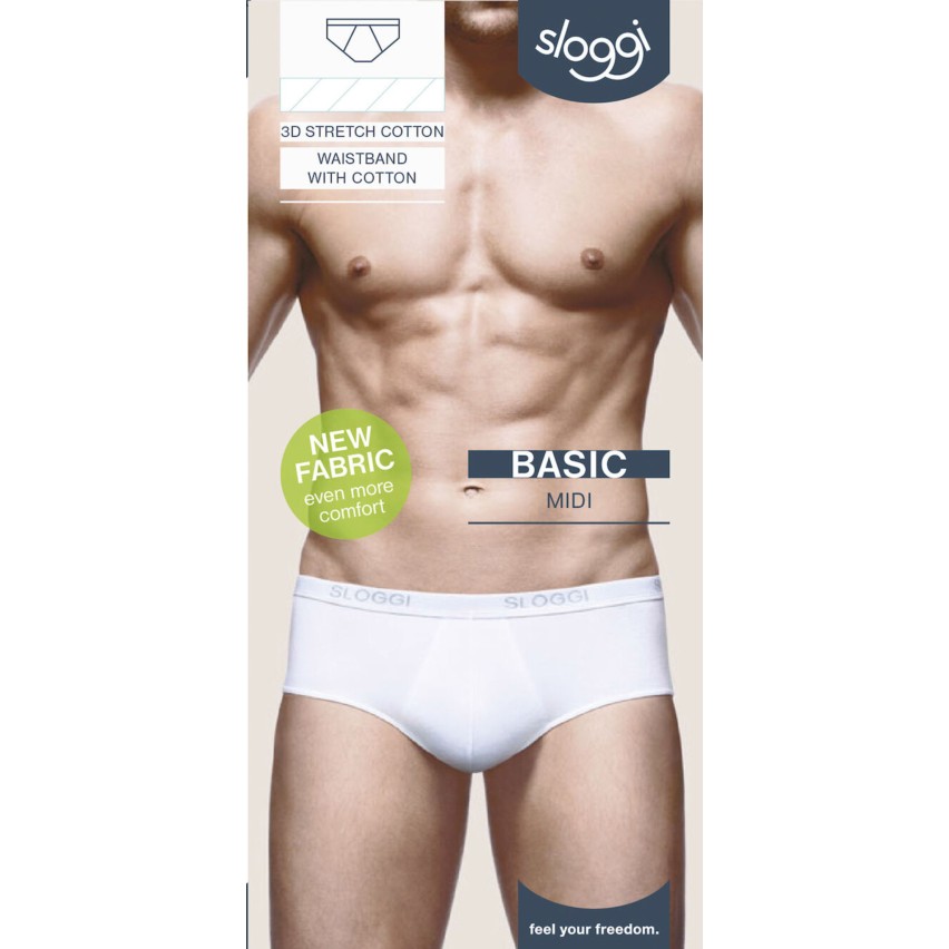 Slip sloggi midi uomo cotone elasticizzato 2 pezzi
