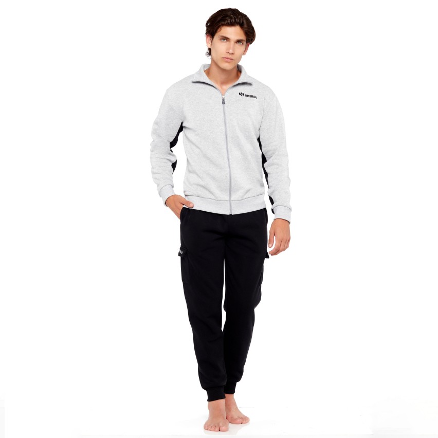 Tuta uomo felpata con zip pantalone cargo Superga SMW23152