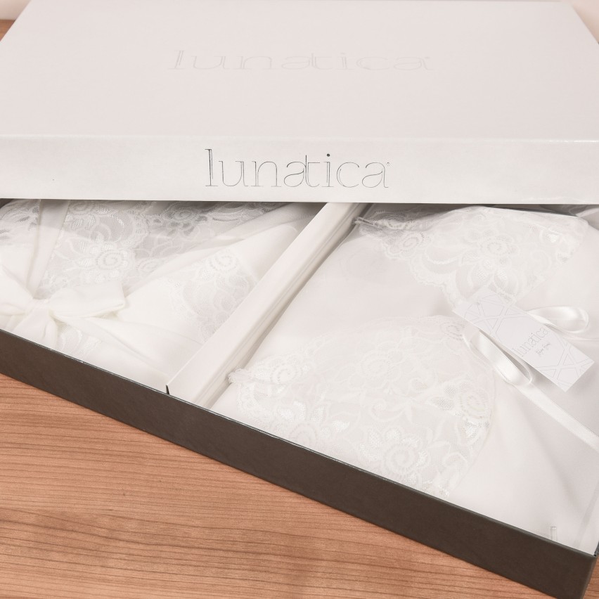 Completo sposa kimono + sottoveste pizzo Stefanel Lunatica