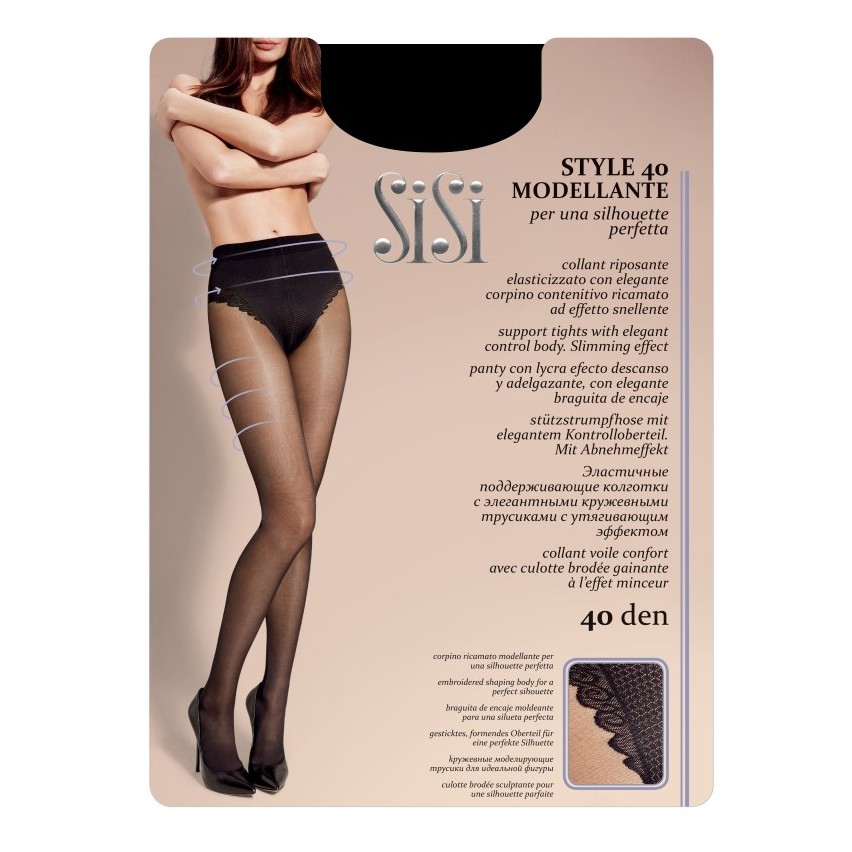 Collant riposante con corpino ricamato Sisi Style 40 den