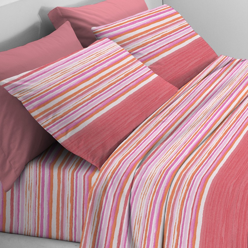 Completo letto a righe cotone Zambaiti Switch stripes