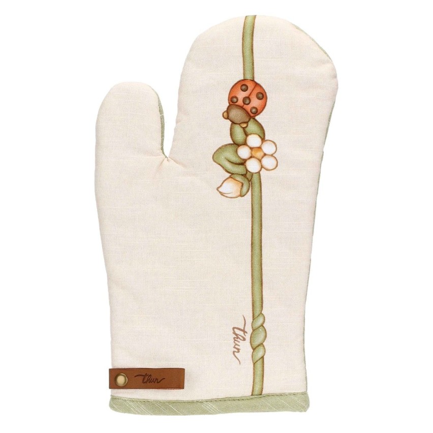 Set da Cucina presina, guanto e grembiule + vassoio in legno Country Bloom Thun