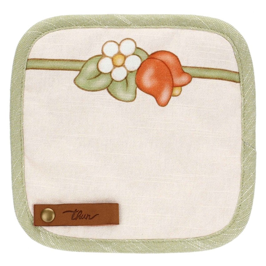 Set da Cucina presina, guanto e grembiule + vassoio in legno Country Bloom Thun