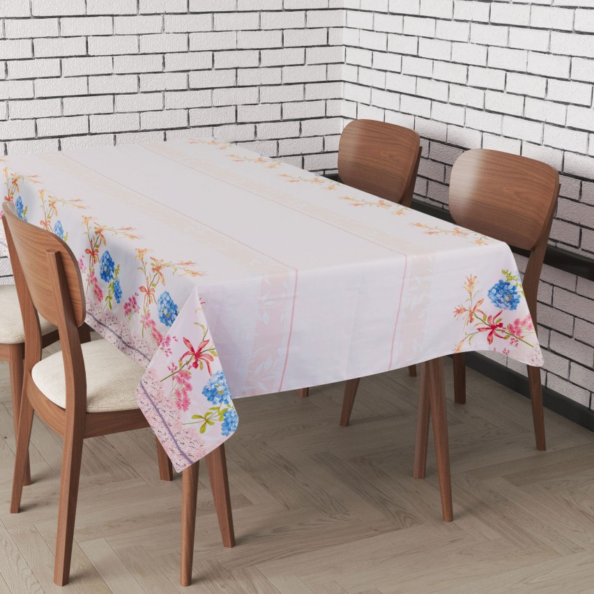 Tovaglia verdino ortensie Preziosa rasatello Thango A-6 posti