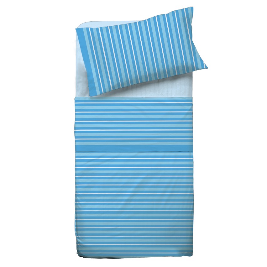 Completo letto Pompea Tidy lenzuola sopra sotto con angoli federa azzurro