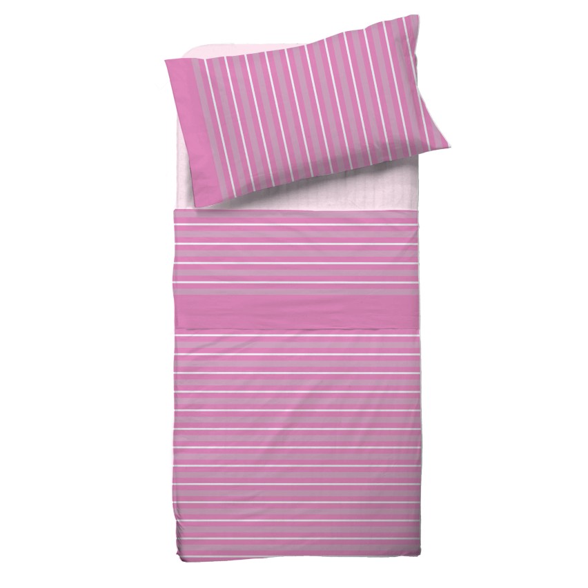 Completo letto Pompea Tidy lenzuola sopra sotto con angoli federa rosa