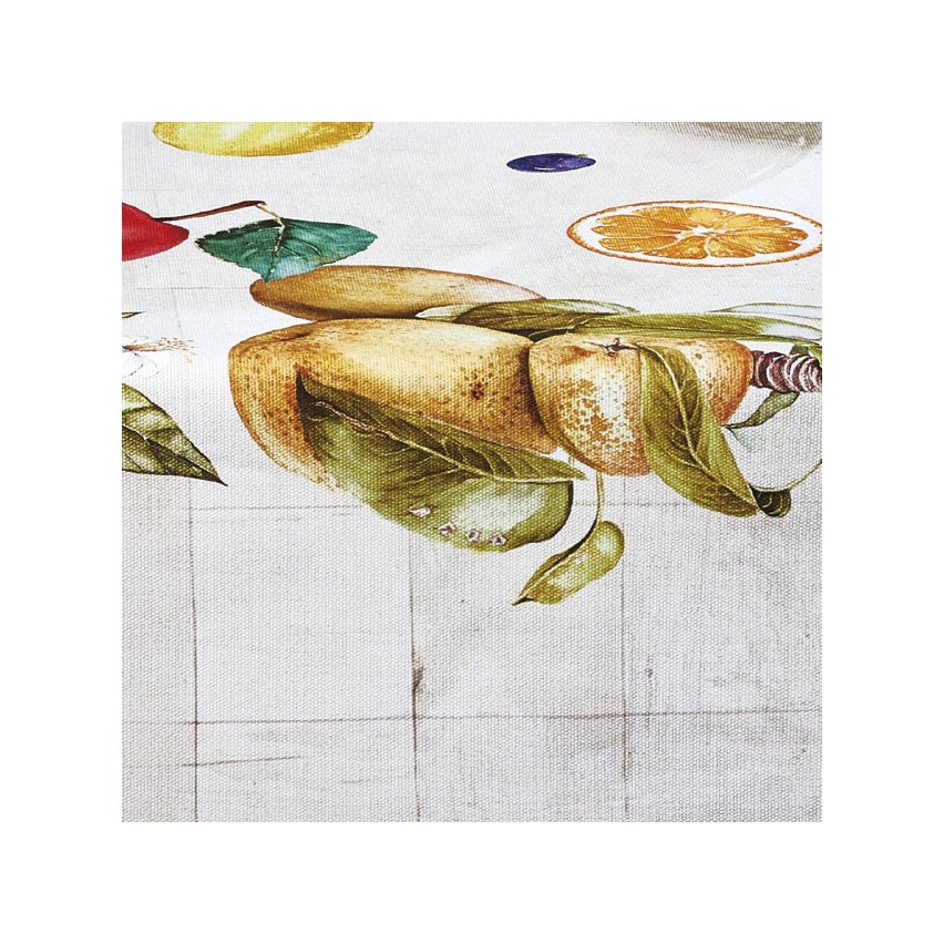 Tovaglia Vingi Tiffany cod.A06 in cotone con frutta e scritte