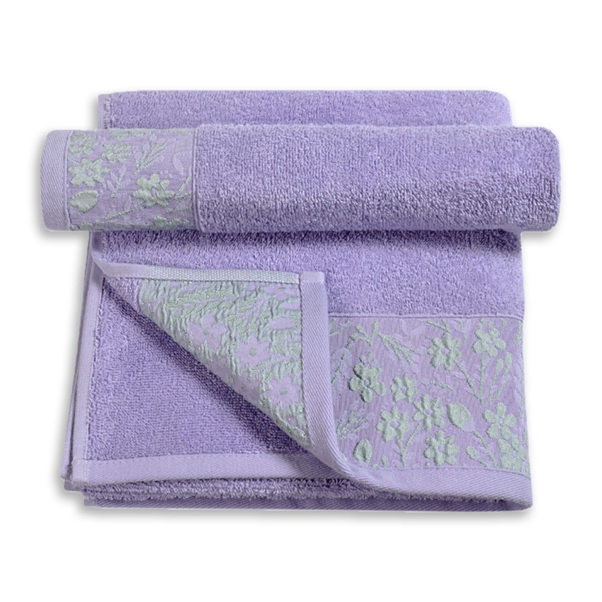 Vingi set asciugamani viso + ospite cotone Tiziana lilla
