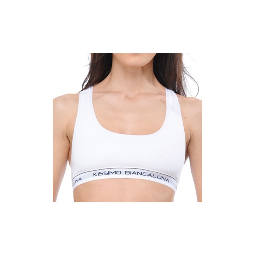 Top donna vogatore sportivo Biancaluna in cotone elasticizzato 