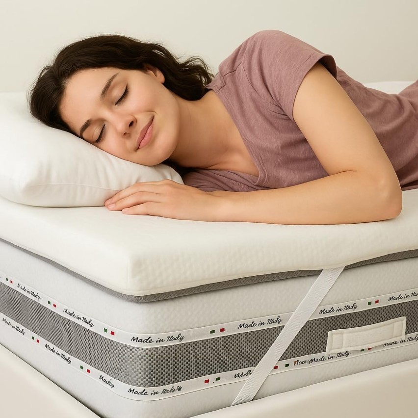 Topper Biancaluna Memory 6cm 2 piazze made in Italy