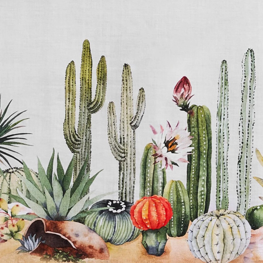 Tovaglia in cotone con cactus e piante tropicali Vingi tiffany Disegno 9